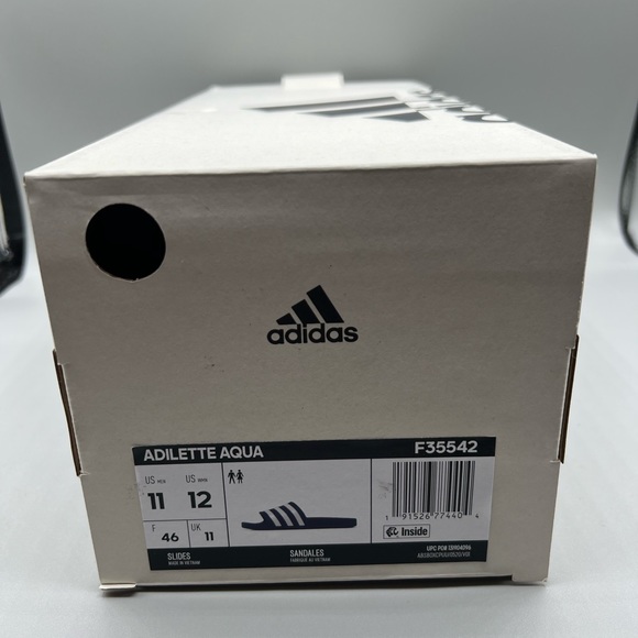 adidas‎ Unisex Adilette Aqua Slides Sandal, Dark Blue/White/Dark Blue, 11 US Men main image 8